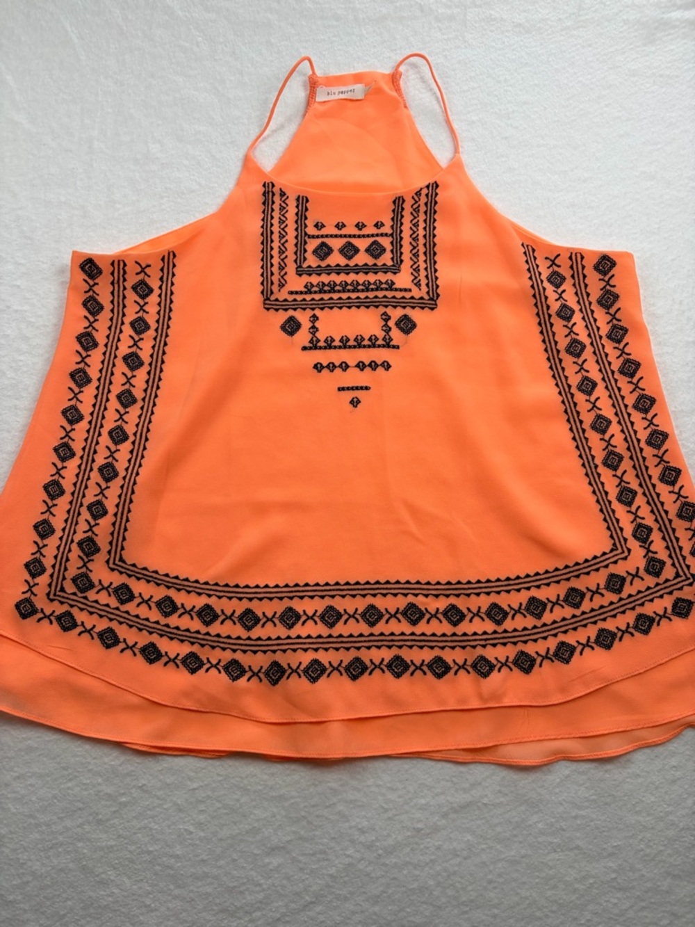 Blu‎ Pepper Orange Halter Camisole with Black Embroidery